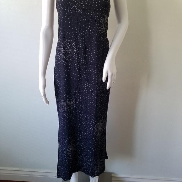 𝅺ESPRIT 90s Halter Micro Dot Maxi Dress Womens Size 3/4 (Small) - Picture 3 of 9